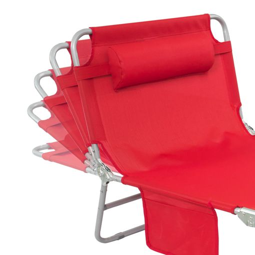Chaises longues de jardin Sobuy - 2 pièces - Rouge - 195x62x29 cm