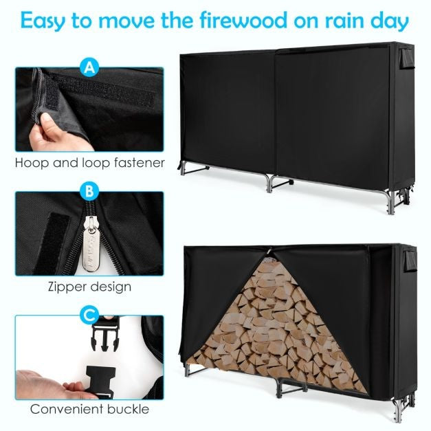Coast Rangement de bois de chauffage pour l'intérieur et l'extérieur - 240 x 35,5 x 122,5 cm - Noir