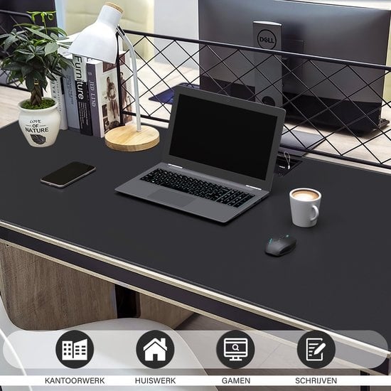 WURK Tapis de bureau professionnel en caoutchouc - Organisateur de bureau - Accessoires de bureau - Tapis de souris XXL- Inclut un clip de câble - 120x60 - Noir