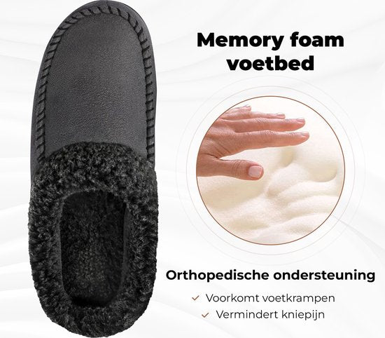 Chaussons Hommes - Chaussons - Taille 44/45 - Gris - Antidérapant - Comfeet