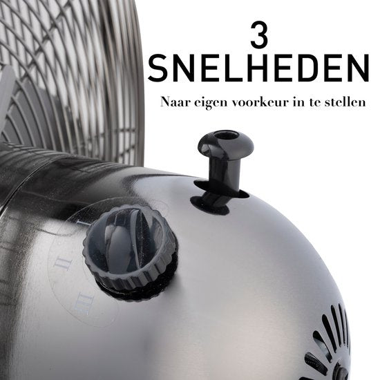 Lifetime Ventilateur tripode - 230V - Hauteur 125-145 CM - Trépied - 3 vitesses - Fonction oscillante - Inclinaison - Argent