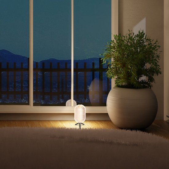 Lampe de table Geripu 3841ZW, Ø 15 cm, en plastique nervuré avec module LED - Transparent/Noir - Design - Mexlite