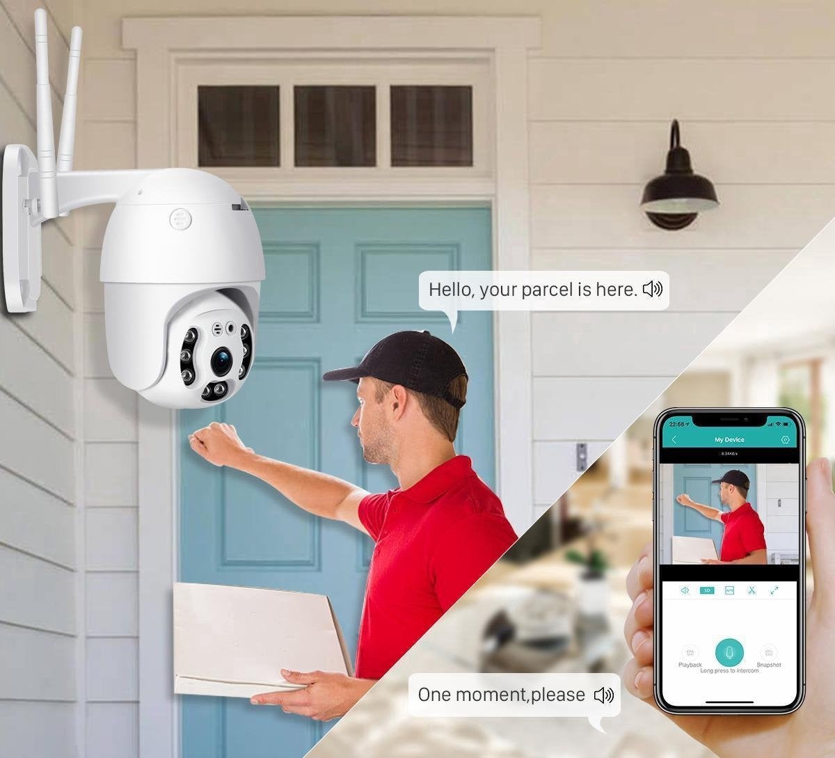 Caméra de sécurité extérieure - Fuegobird - Caméra IP - Smart Wifi Waterproof IP66 - extérieur - rotation et inclinaison - Support 2.4G/5G WIFI - 1080P