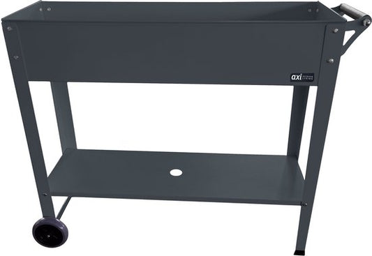Jardinière surélevée AXI à roulettes – Jardinière en métal – Avec étagère de rangement et roulettes – Orifice de drainage – Pour l'extérieur – Anthracite