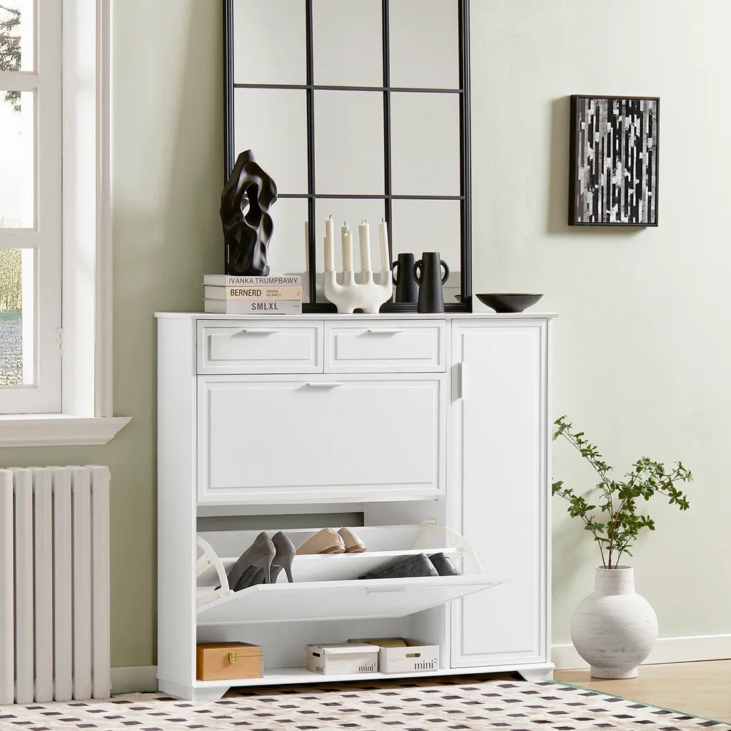 SoBuy Shoe Rack - FSR104-W - MDF & PB - Max. 60kg - 102x96x24cm - Blanc