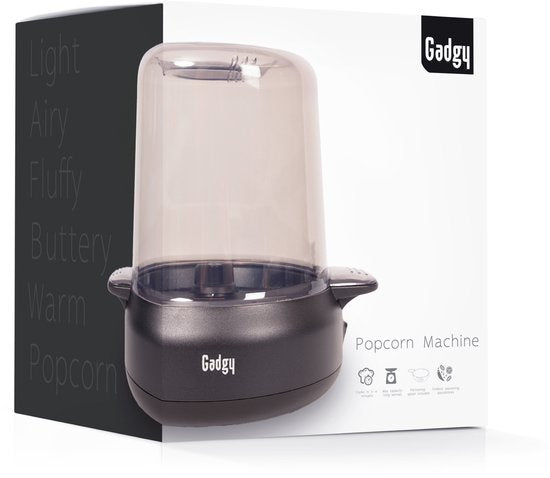 Machine à pop-corn Gadgy Premium – Machine à pop-corn - Pop-corn frais et fait maison en 4 à 5 minutes - 500 W - Noir