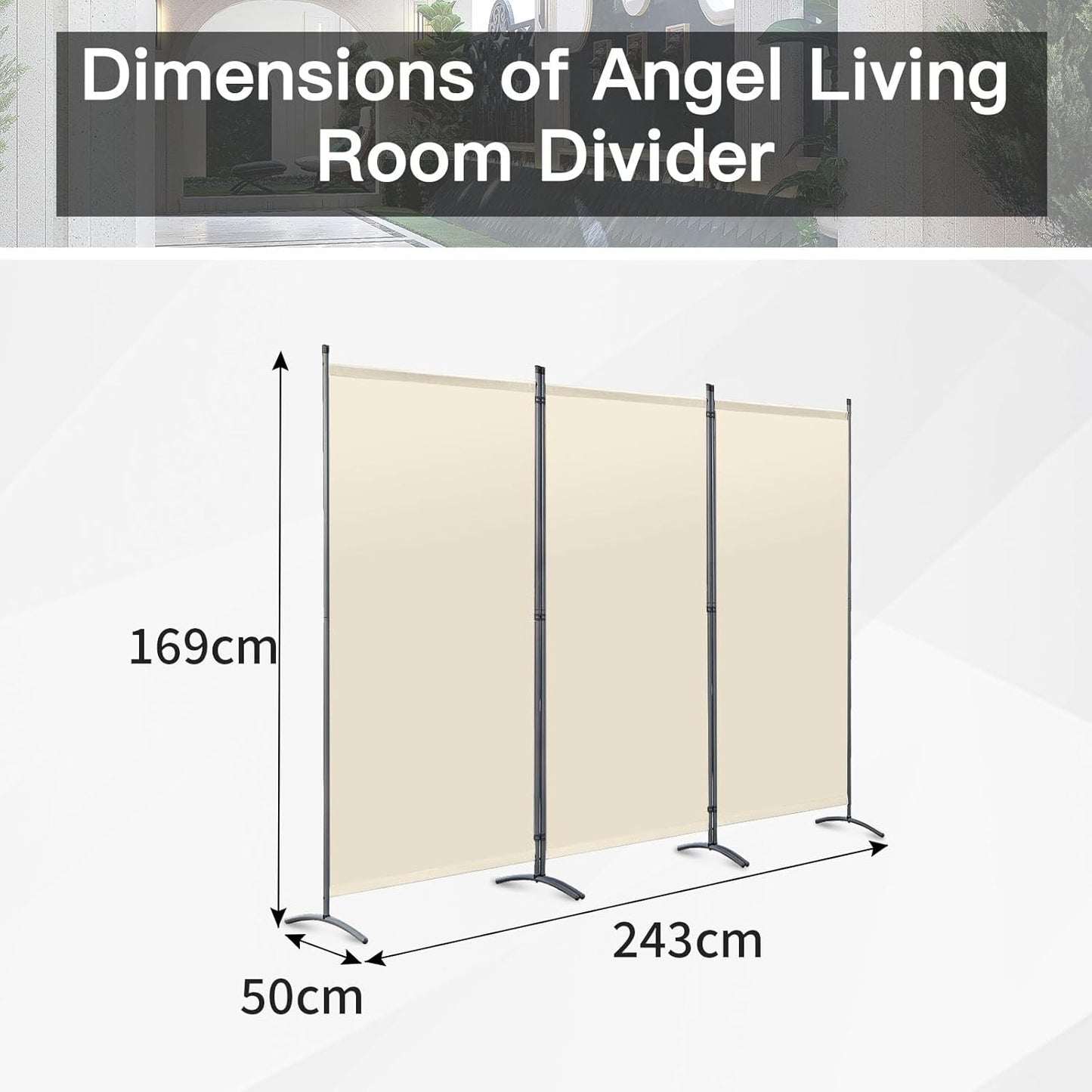 Angel Living Paravent - 3 Panneaux - 243 x 170 cm - Beige