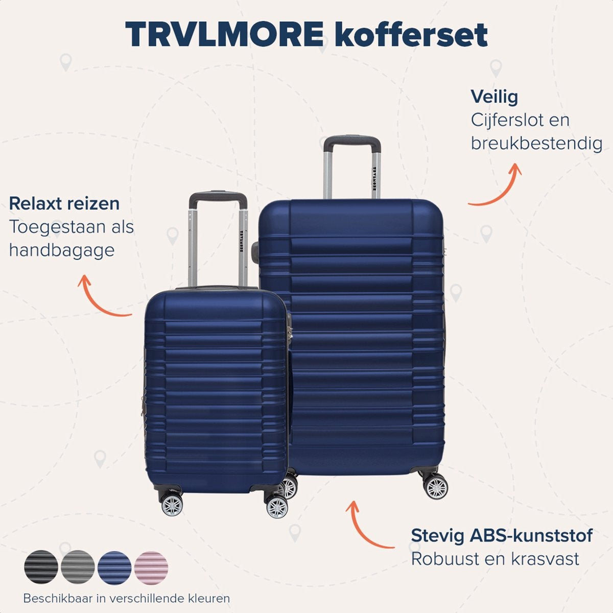 Lot de 2 valises TRVLMORE - 38L + 100L - Bleu foncé