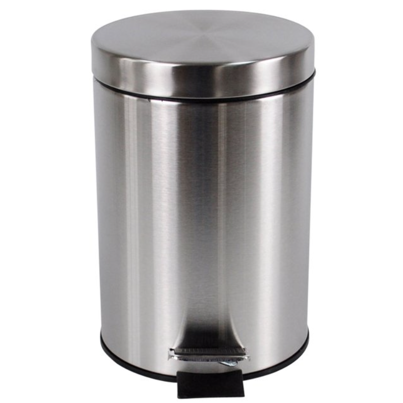 BRASQ Poubelle à pédale - 20L - acier inoxydable - Argent - 28,9 x 28,9 x 44 cm