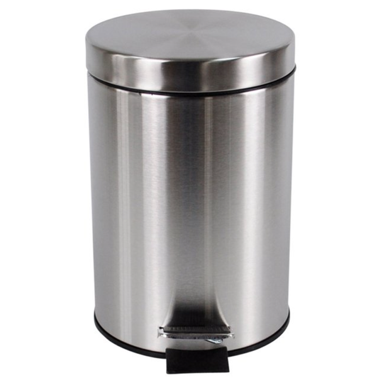 BRASQ Poubelle à pédale - 20L - acier inoxydable - Argent - 28,9 x 28,9 x 44 cm