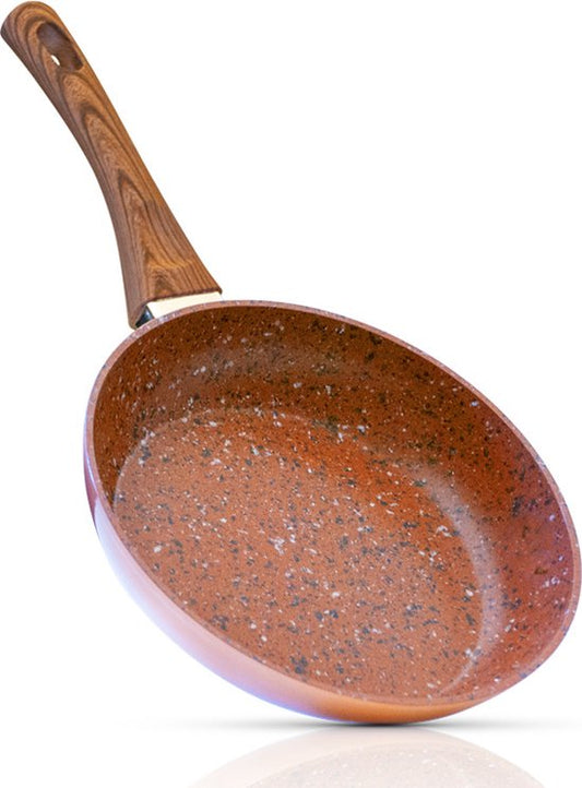 Poêle Livington Copper & Stone - Poêle à frire de 28 cm - revêtement antiadhésif et résistant aux rayures - aspect granit - couche intérieure en pierre pour une répartition parfaite de la chaleur - compatible avec les plaques vitrocéramiques, à gaz, élect