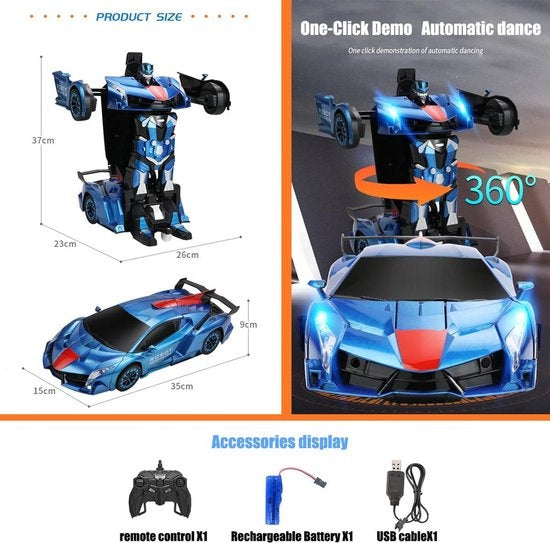 MEWAU 1:12 RC transforming car/robot - 2 in 1Afistance Controllable Car - Gesture perception - Toy Car - Red
