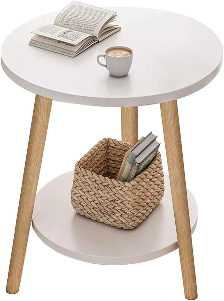 Table d'appoint Kzobyd à 2 étagères - Blanche - 38 x 55 cm