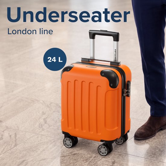 Valise cabine TRVLMORE - 40 x 30 x 20 cm - À placer sous le siège - 24 L - Serrure à combinaison - 4 roulettes - Orange