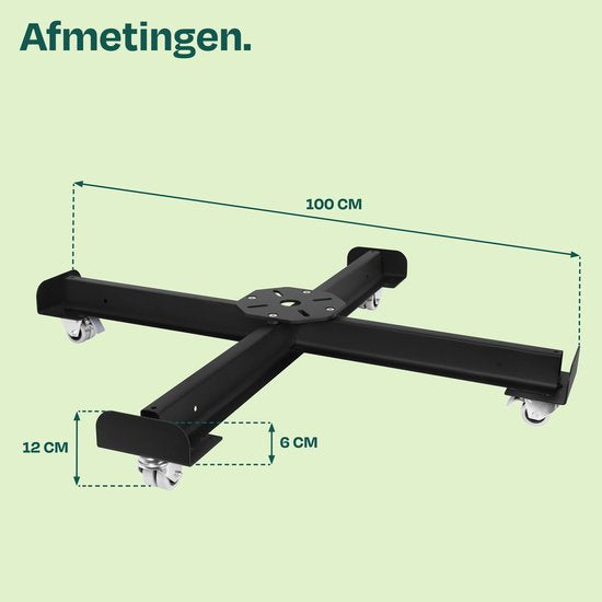 Pied de parasol VONROC sur roulettes - pied en croix mobile - pour les parasols suspendus VONROC Bardolino et Pisogne & Compatible avec tous les modèles