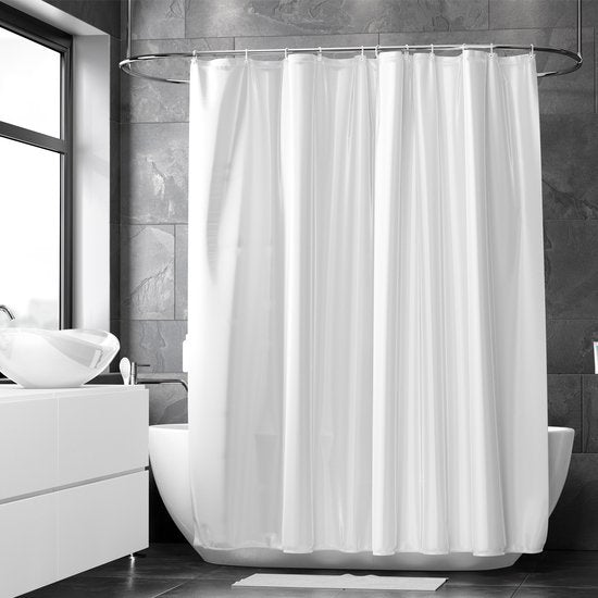 Loti Living Rideau de douche anti-moisissure - blanc - anneaux inclus - imperméable - polyester - rideau de douche 180x200 cm