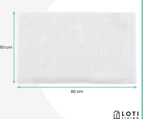 Loti Living Tapis de bain antidérapant - Tapis de douche - Tapis de bain - Tapis de sol - Tapis de bain Chenille - Blanc - 50x80 cm