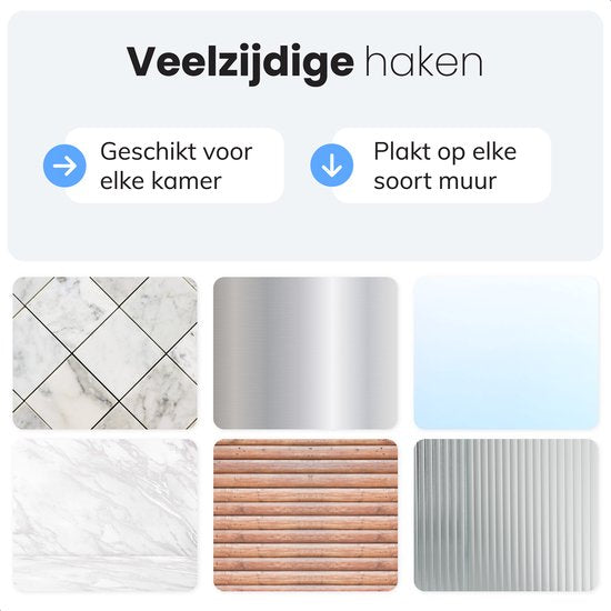 Crochets à serviettes auto-adhésifs - 1 pièce - Noir mat - Porte-serviettes de salle de bain - Porte-serviettes - Crochets muraux - Crochets de porte - Système d'accrochage pour peinture - Crochet à manteau - Ventouse avec crochet