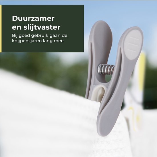 Gandria Pinces à linge 24 pièces - Pinces à linge en plastique - Lot de 24 pinces à linge en plastique - Pinces à linge 10 Kg - Gris/Blanc et Blanc/Gris