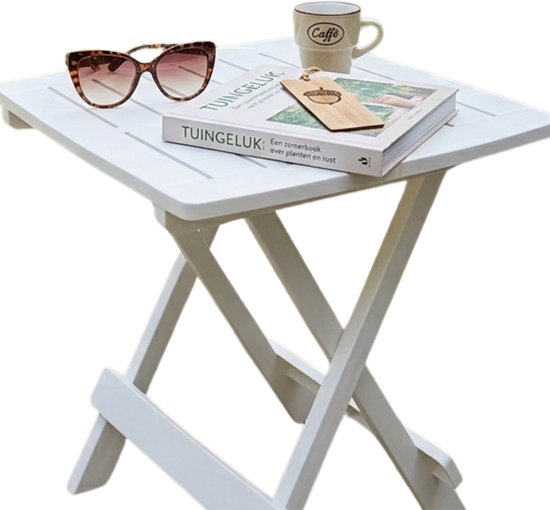 Table pliante Pro Garden / table de camping en plastique 45 x 43 x 50 cm, blanche