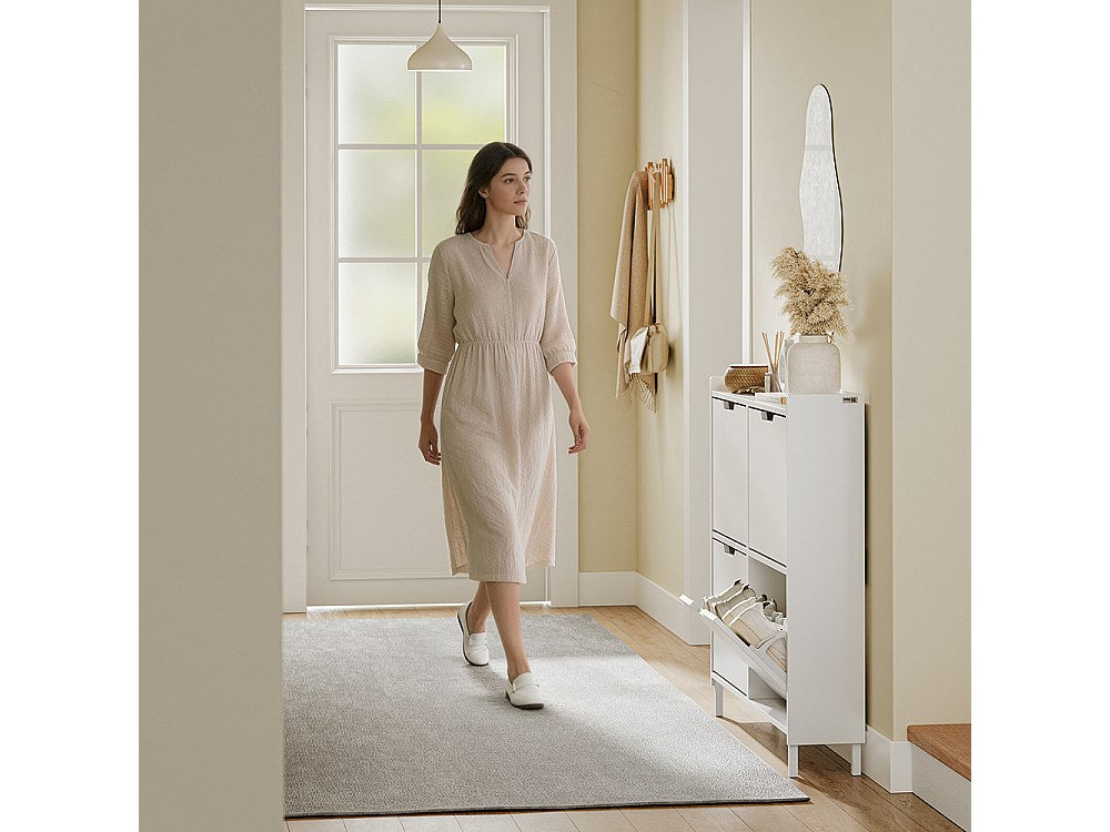 Armoire à chaussures Sobuy à 4 portes battantes - Design compact pour petite entrée - 100 x 19 x 93 cm - Blanc