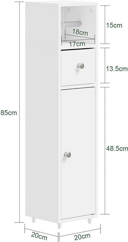 Meuble de salle de bains SoBuy BZR219-W - Meuble sous-lavabo avec porte-rouleau de papier toilette - Blanc - 85 x 20 x 20 cm