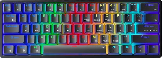 AULA F3261 - Clavier de jeu filaire - Mécanique - Full RGB - 61 touches - Commutateur rouge - Hot swap - Claviers Qwerty - Noir