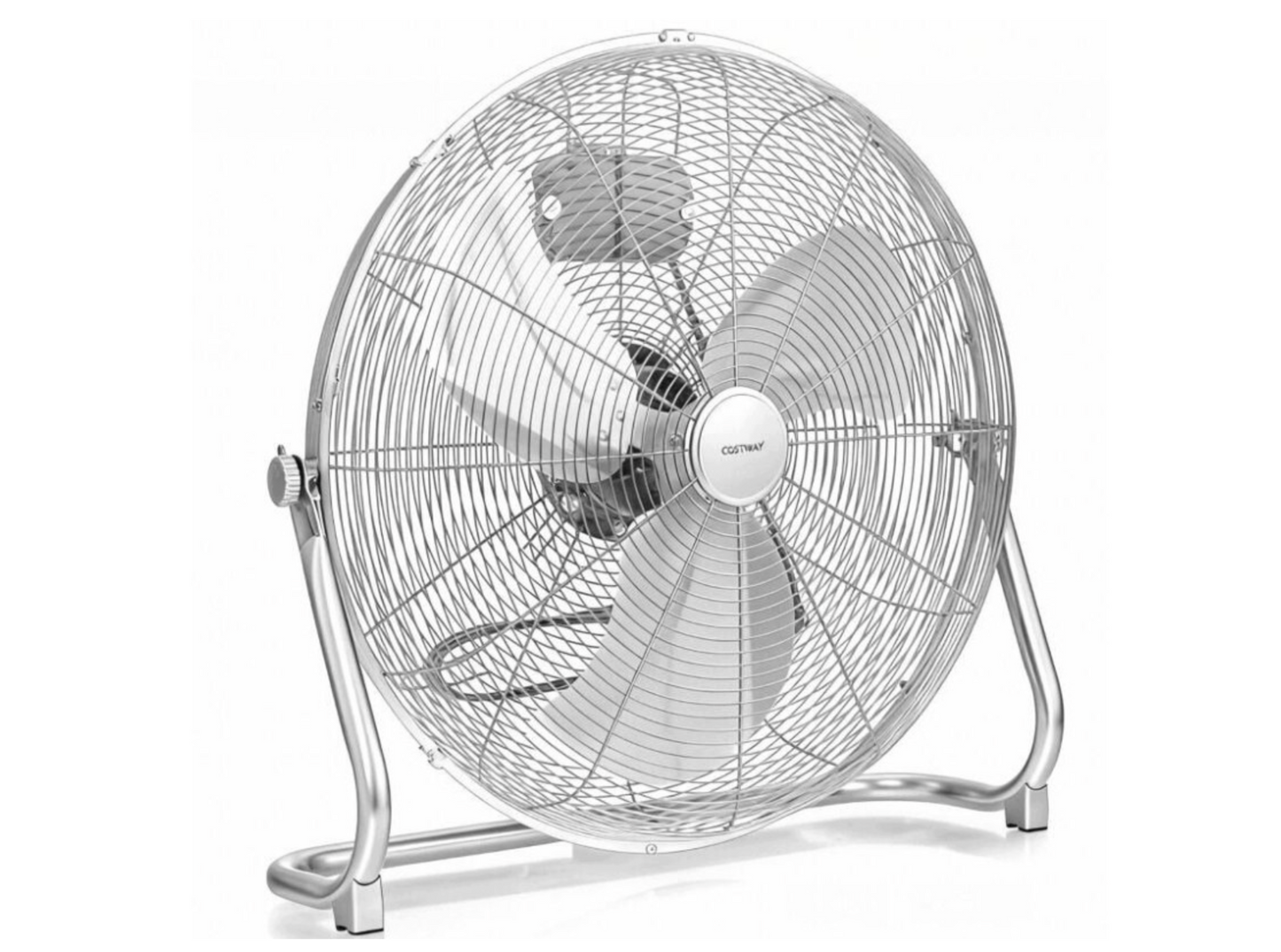 Ventilateur de sol Coast, diamètre 50 cm - Ventilateur industriel avec angle d'inclinaison de 145° - 3 vitesses - 62 x 20 x 59 cm - Argent