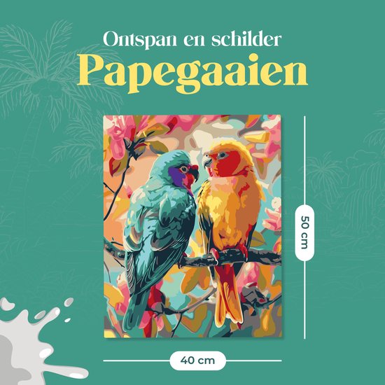 Rubye® Peinture sur toile - Perroquets pour adultes et enfants - 40x50cm