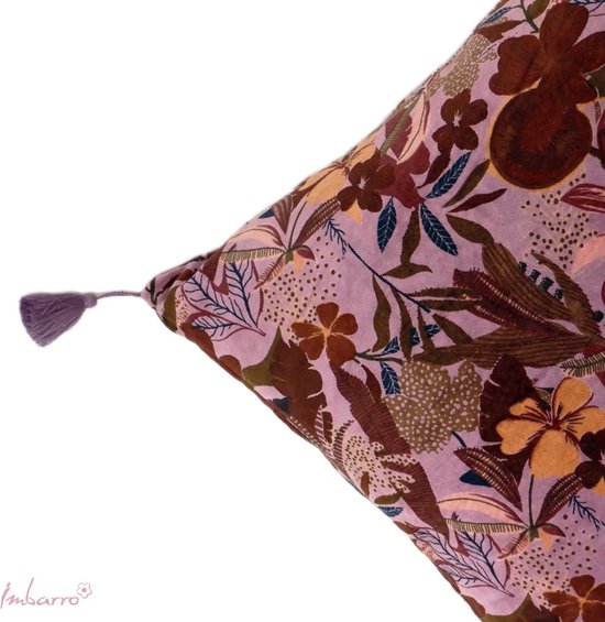Imbarro - Coussin - Coussin décoratif - Merryl - Violet - 100 % velours de coton - 50 x 50 cm