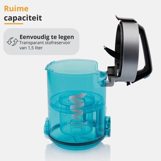 Aspirateur sans sac ETA Stellar avec moteur ECO et accessoires - 1,5 litre - portée 10 mètres - double filtre HEPA 10 et 12 - noir/bleu
