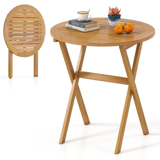 Table de jardin ronde Coast - pliable - bois d'acacia - 67 cm - naturel