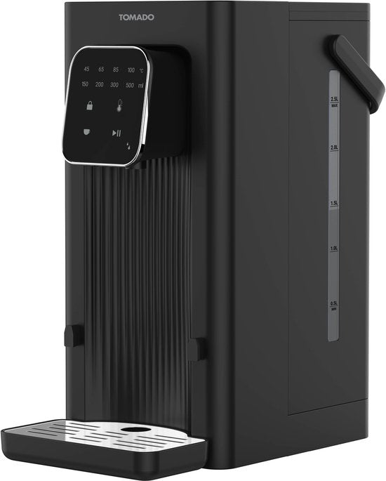 Distribuateur d'eau chaude Tomado TWD2503B - Bouilloire instantanée - 2,5 litres - Écran numérique - Réglage de la température - Réservoir d'eau amovible - Filtre à eau inclus