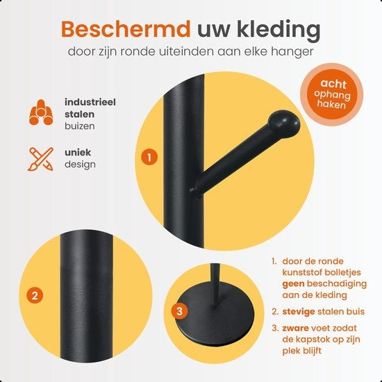 Porte-manteau sur Pieds Goliving -pour vêtements -pour entrée, couloir, chambre - Métal - Hauteur 175 cm - Noir