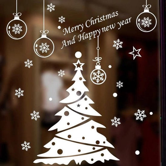 Sticker de fenêtre sapin de Noël - Blanc - Décoration de Noël