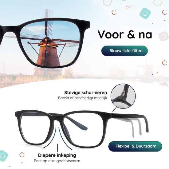 Lunettes anti-lumière bleue sans résistance - Lunettes pour ordinateur - Lunettes anti-lumière bleue - Lunettes pour écran
