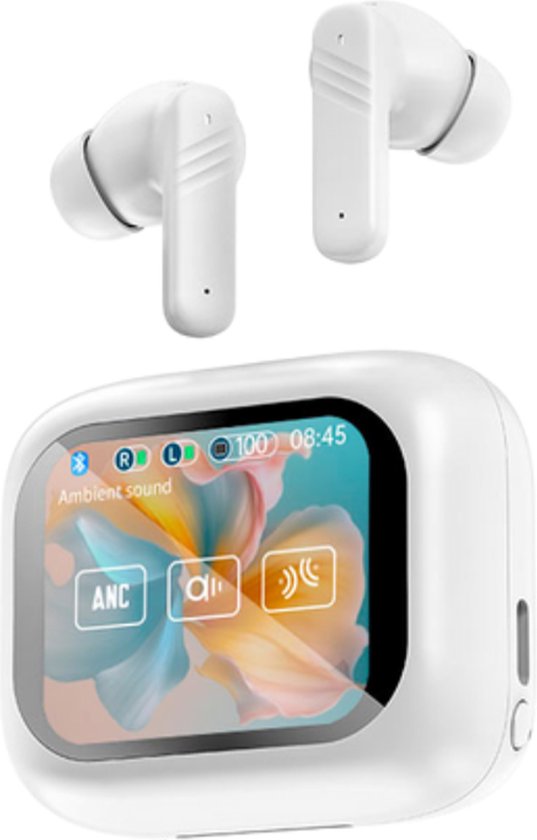 SoundVibe® - Earbuds Wireless With Noice Cancelling - White - Bluetooth Earbuds - Noice Cancelling Headphones - LX-10 Earpods with Screen - Works With Apple And Android - Earpods USB C - Wireless Earphons - Earphones Wireless