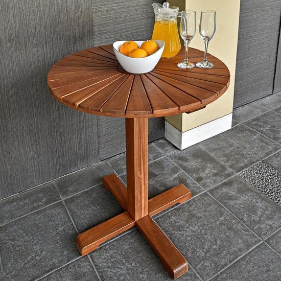 Table d'appoint Casaria Bois d'acacia rond 4 pieds - Marron