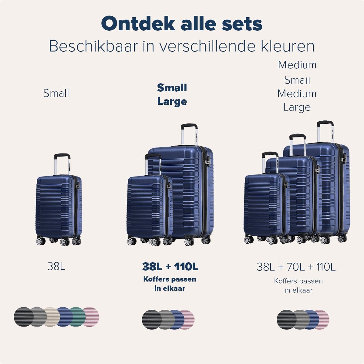 Lot de 2 valises TRVLMORE - 38L + 100L - Bleu foncé