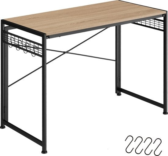 tectake® - Bureau pliant Paterson 102x51x77cm - brun clair - 404661