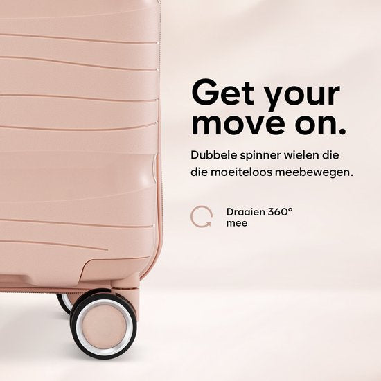 SKYCASES Travelin' Charm - 28-inch Large Travel Suitcase - Number Lock - 41x24x69 cm - 98L - Lightweight, Waterproof & Durable - Light Pink