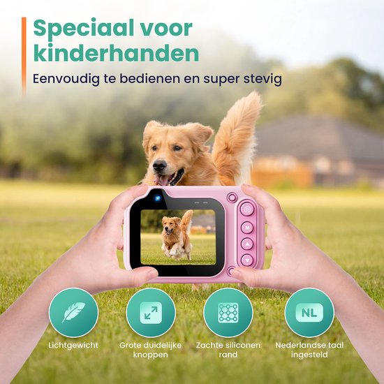 Appareil photo étanche pour enfants ODESSEY - avec trépied - Full HD - Appareil photo pour selfies - Carte SD de 32 Go - Photo - Vidéo - Jeux - Appareil photo numérique pour enfants - Appareil photo pour enfants - Rose
