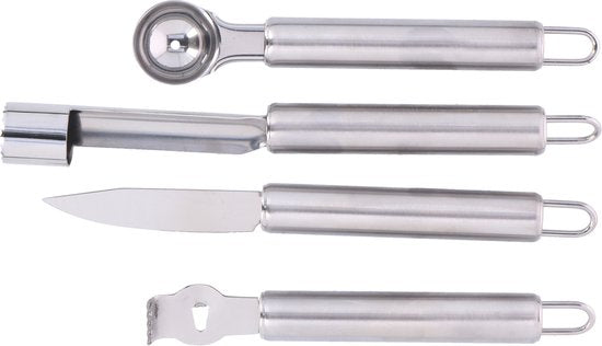 alpina Fruit Cutting Set - Set of 4 Pieces - Peeler/ Fruit slicer/ Apple corer/ Melon corer - stainless steel