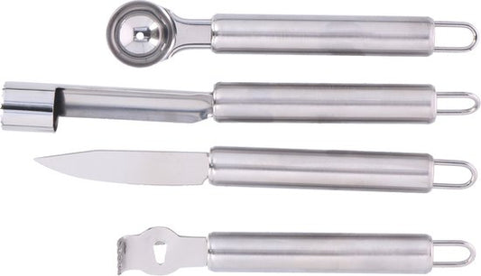 alpina Fruit Cutting Set - Set of 4 Pieces - Peeler/ Fruit slicer/ Apple corer/ Melon corer - stainless steel