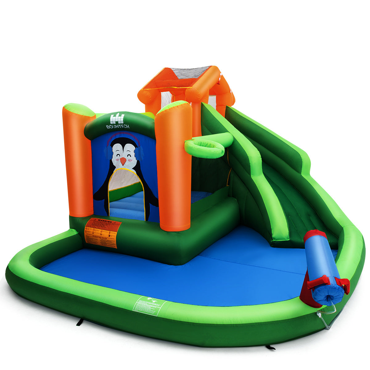 Coast Bouncy Castle met een glijwaterpark voor natte en droge toepassing 370 x 300 x 190 cm groen