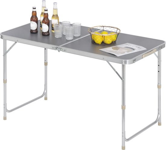 WOLTU table de camping table pliante table de jardin table de travail balcon hauteur réglable aluminium MDF gris CPT8122gr