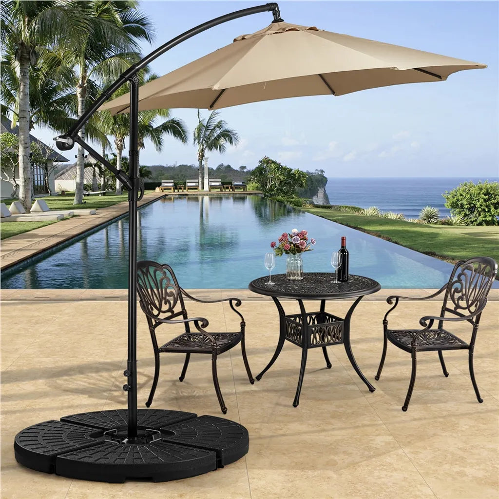 Lot de 4 pieds de parasol Yaheetech - Noir - Poids de parasol rechargeables pour parasol flottant, pouvant contenir jusqu'à 66 kg de sable ou 52 kg d'eau