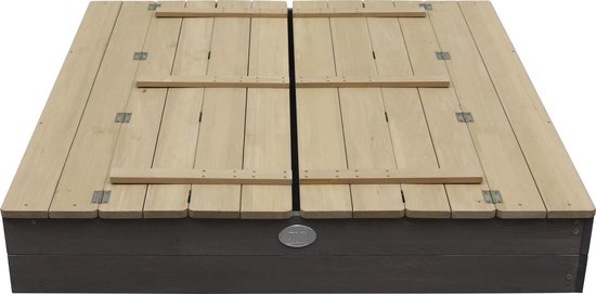 Bac à sable en bois AXI Ella XL, gris/marron - Avec bancs et couvercle - Bois certifié FSC - 120 x 120 x 20 cm - Bac à sable pour enfants