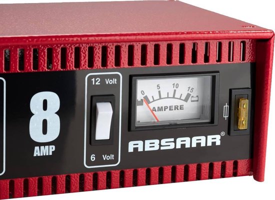 Chargeur de batterie Absaar 6/12 V 8 A - pour voiture et moto - boîtier métallique