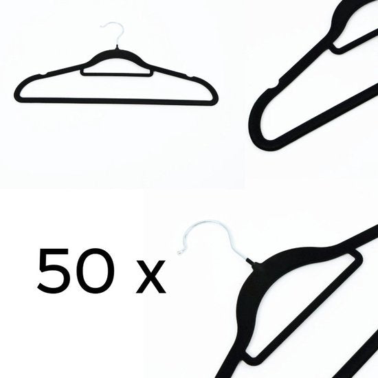 Ceruzo Cintres Noirs - 50 - Antidérapant - Crochet pivotant